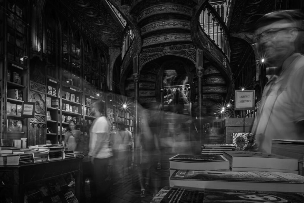 Shelves of books inside a bookstore