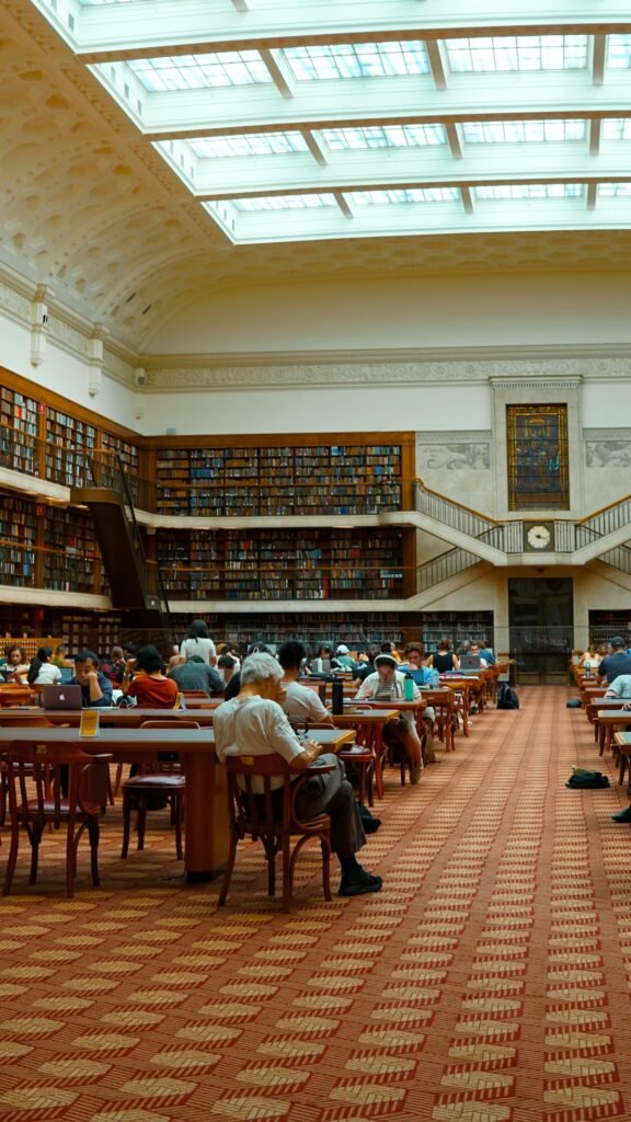 Interior of a public library reading room