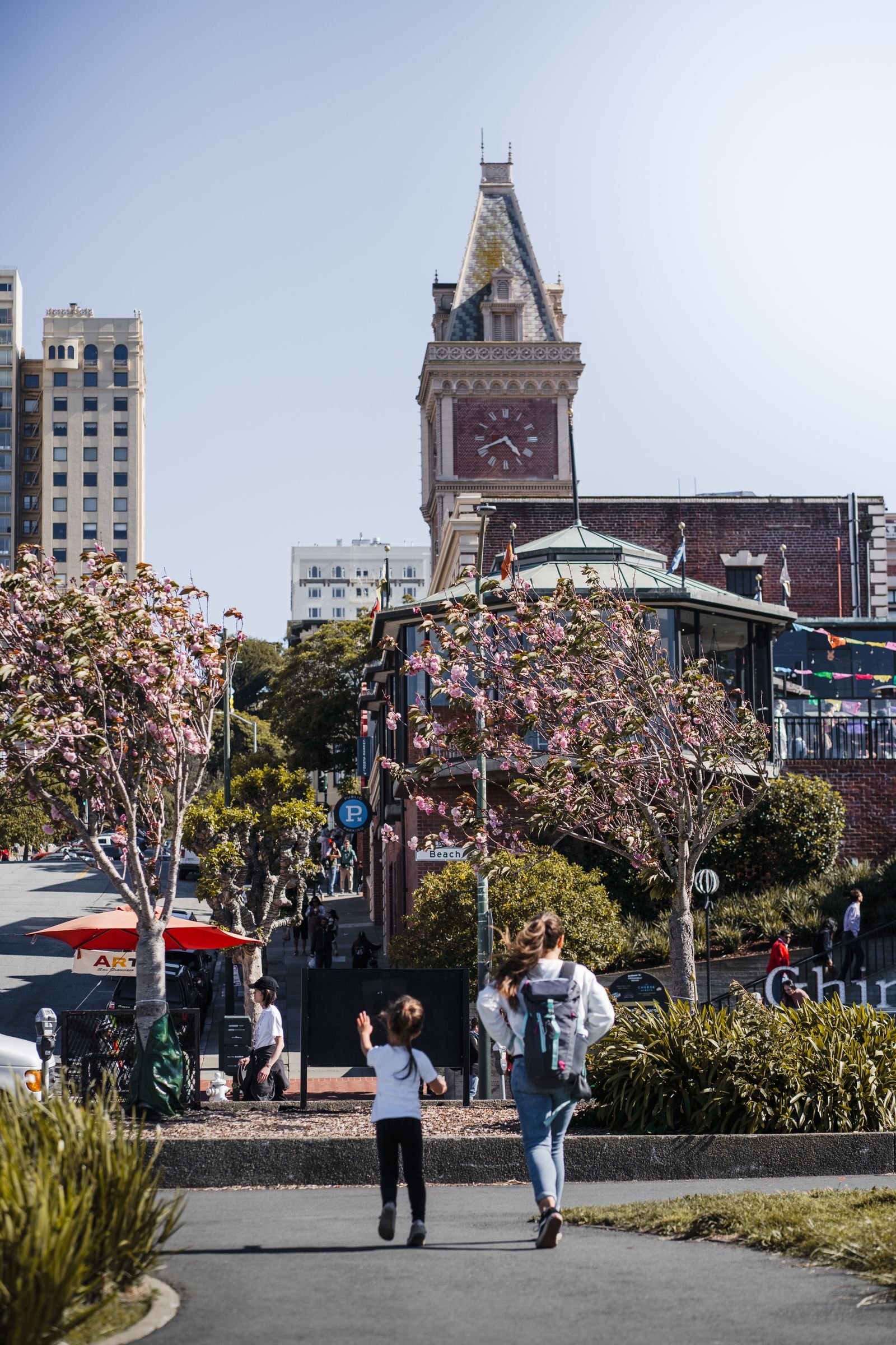 A sunny spring day at Ghirardelli Square.