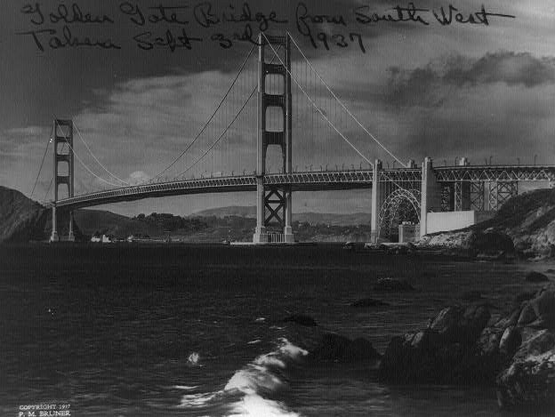The Golden Gate Bridge seen from the southwest, photographed in September 1937