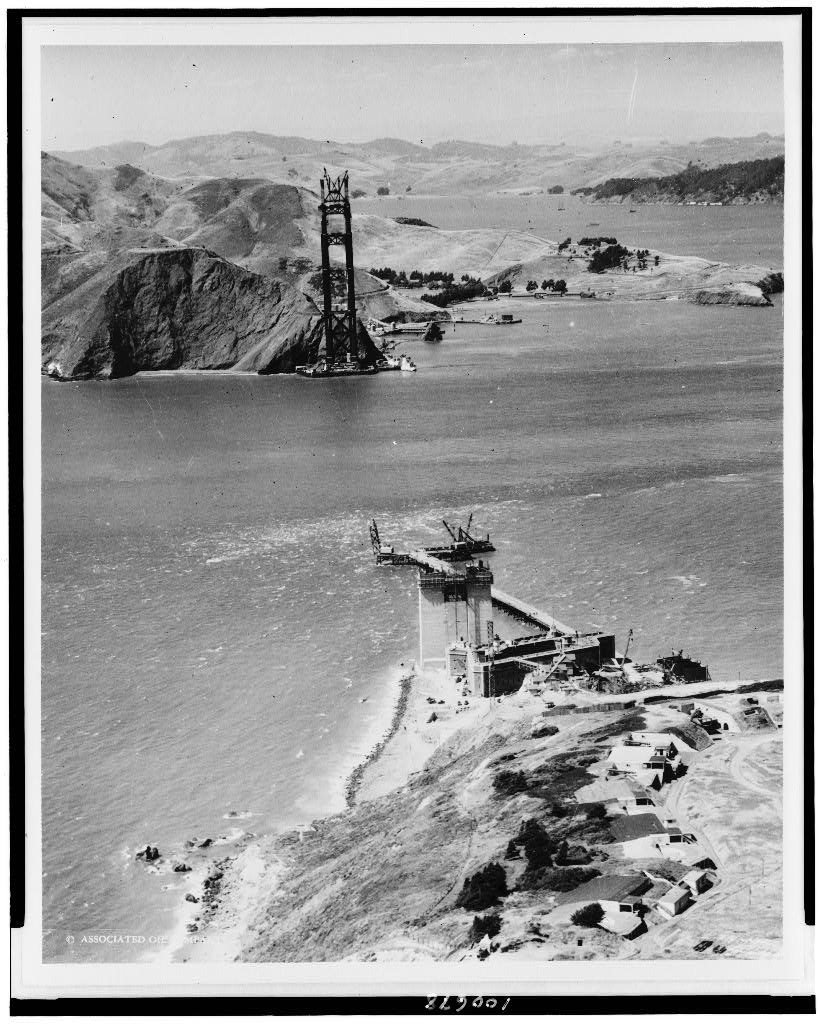 The Golden Gate Bridge under construction in 1934